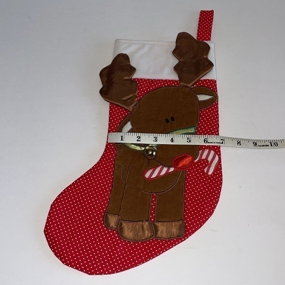 Vintage Dakin Red Dotted Reindeer Christmas Stocking - Picture 4 of 5